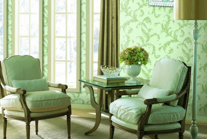 роскошные обои для стен зеленые с рисунком